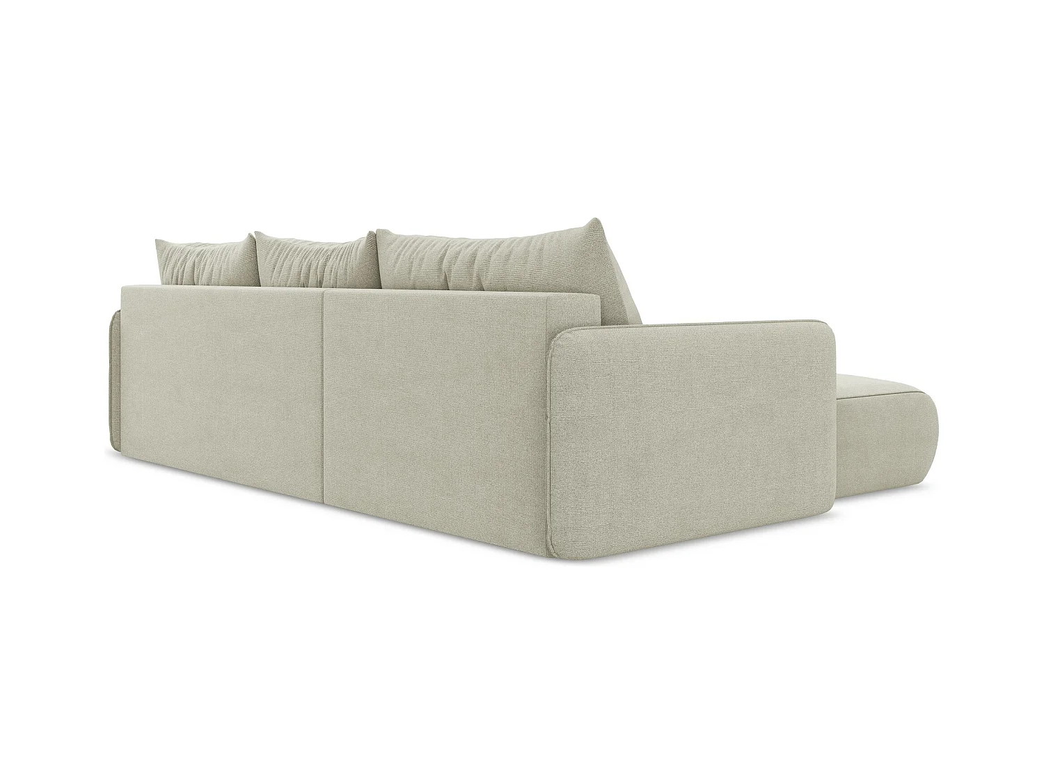 3-Sitzer Ecksofa mit Schlaffunktion - Ecke Links - Strukturstoff - Hell beige - NANEA