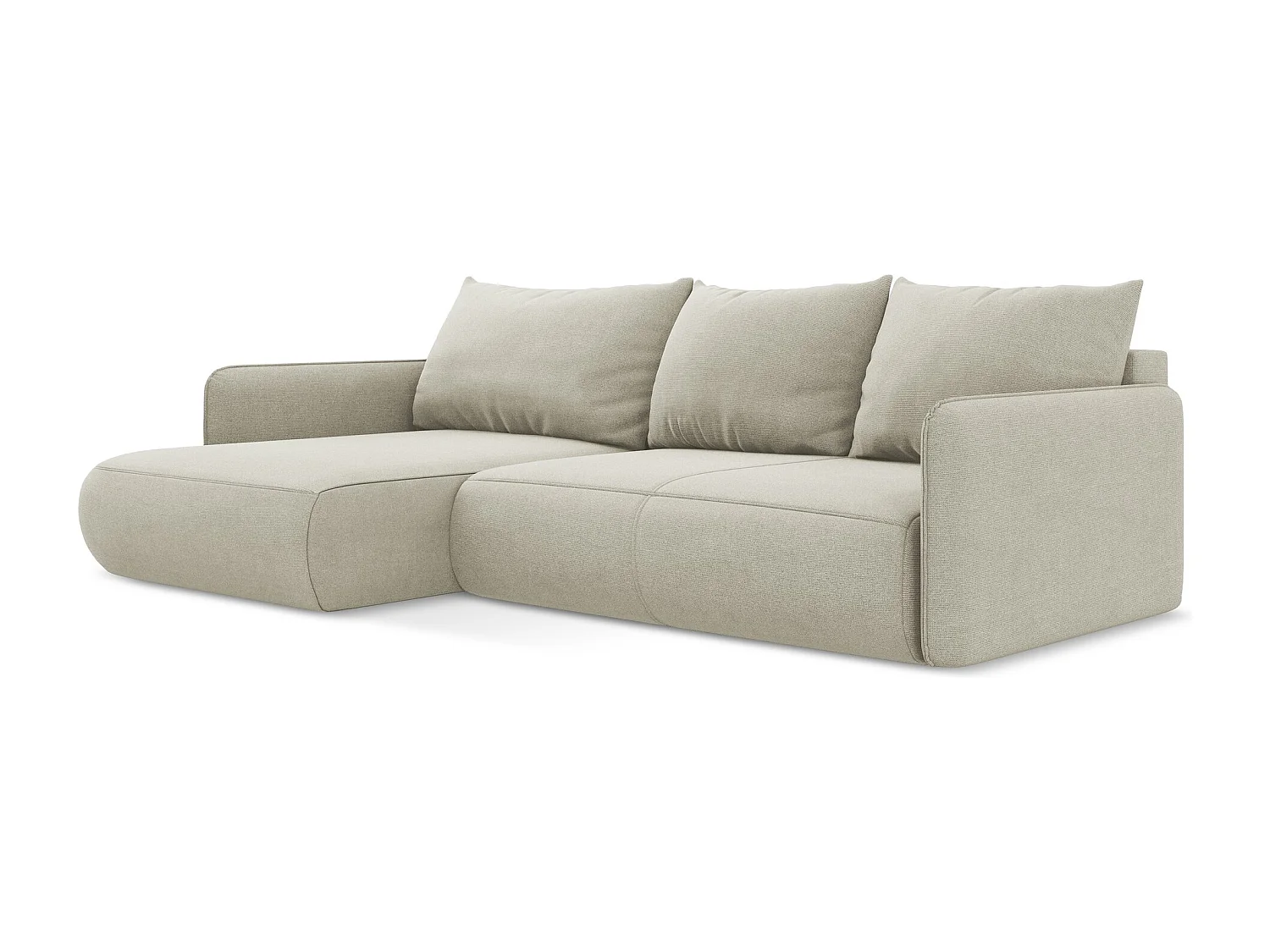 Canapé d’angle 3 places gauche convertible en tissu texturé - beige clair - NANEA