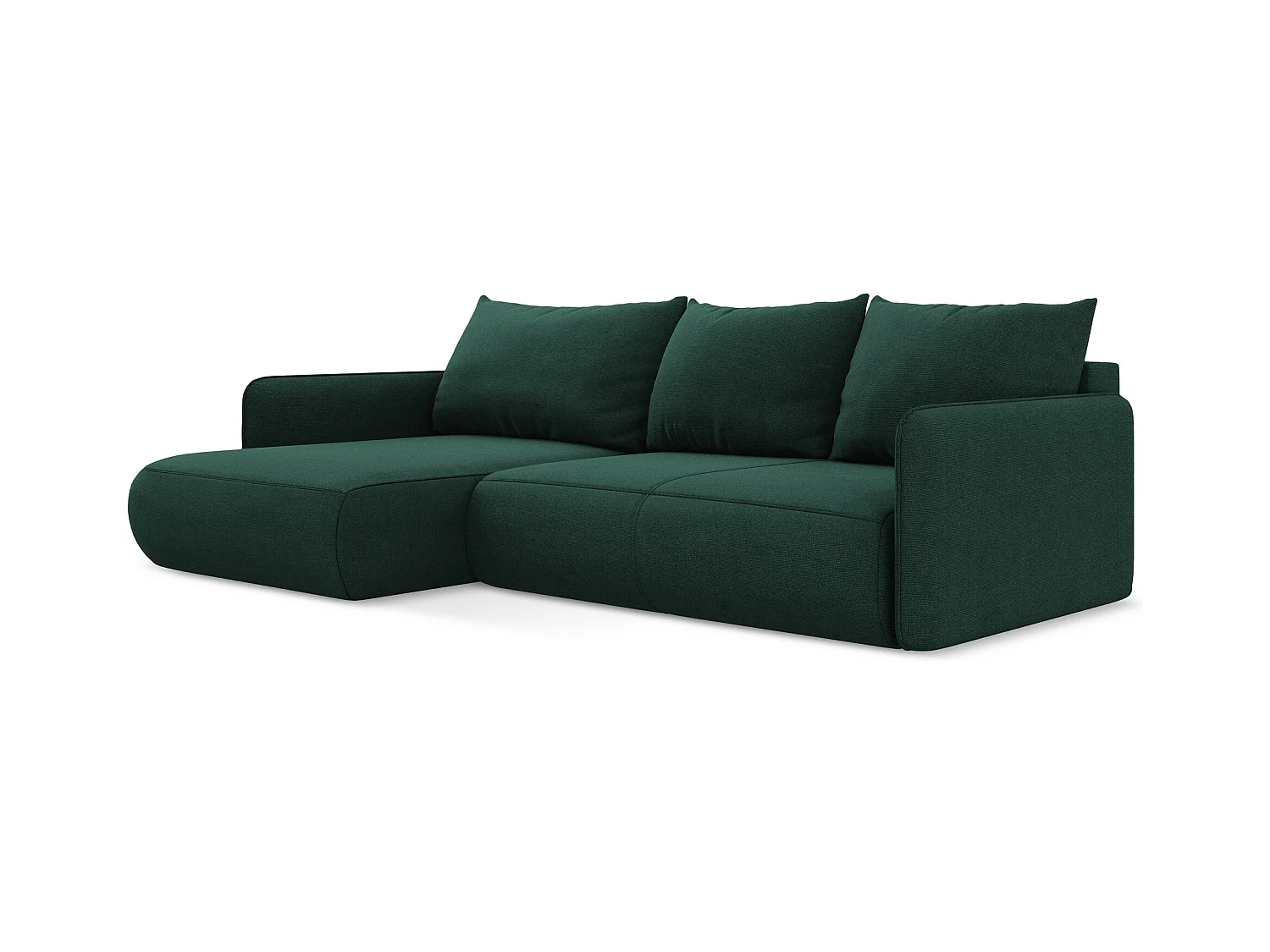 Canapé d’angle 3 places gauche convertible en tissu texturé - bouteille verte - NANEA