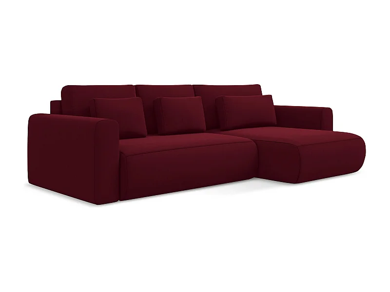 Ecksofa mit Schlaffunktion - Ecke Rechts - Samt - Burgund - KAPUA