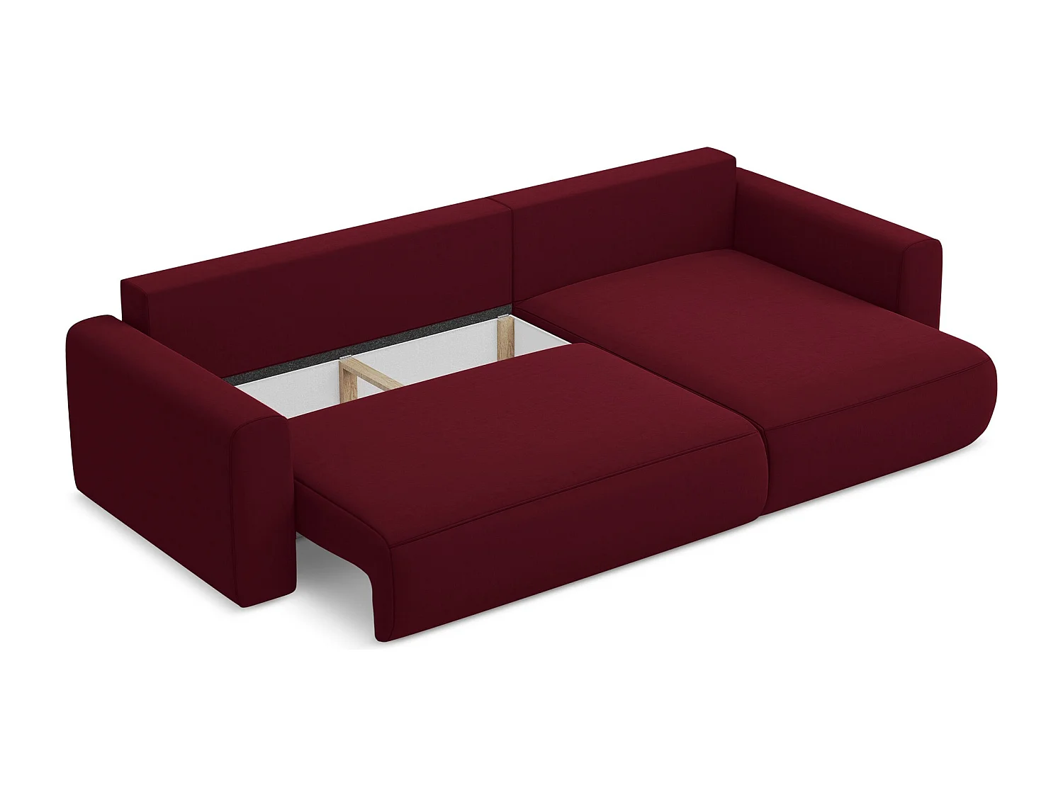Hoekslaapbank rechts van bourgondië velours - KAPUA