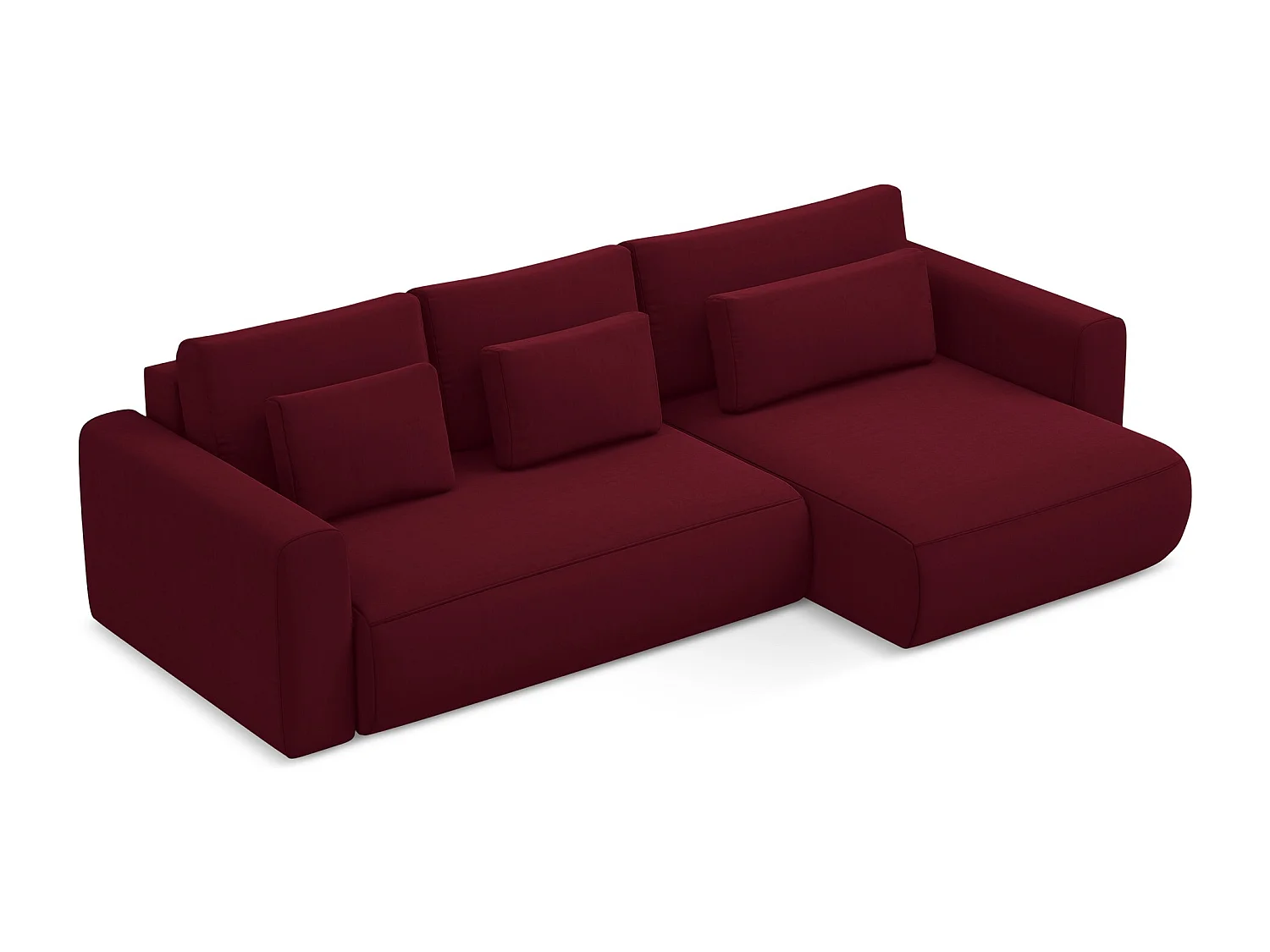 Hoekslaapbank rechts van bourgondië velours - KAPUA