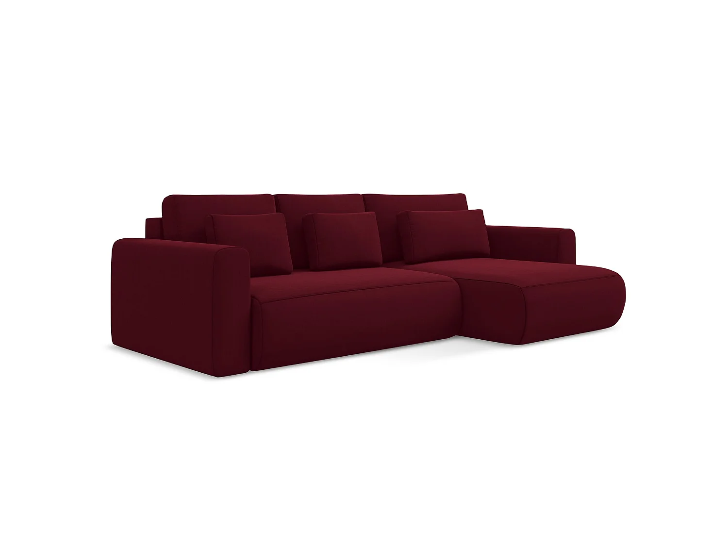 Ecksofa mit Schlaffunktion - Ecke Rechts - Samt - Burgund - PERUGIA