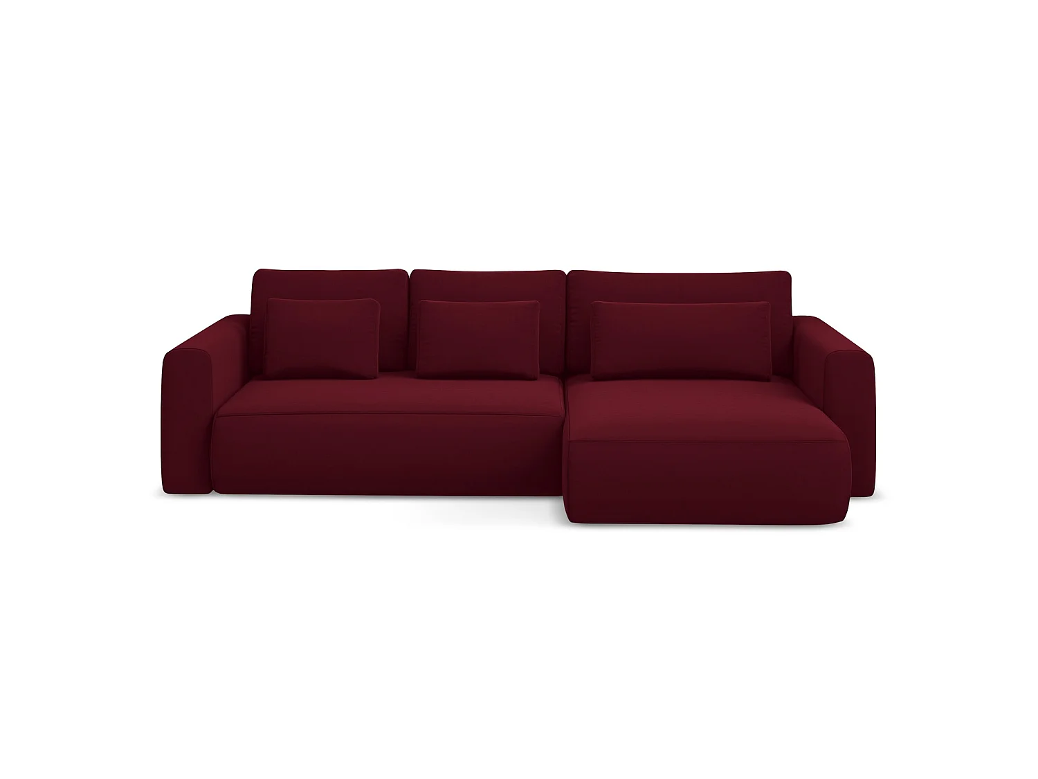 Ecksofa mit Schlaffunktion - Ecke Rechts - Samt - Burgund - PERUGIA