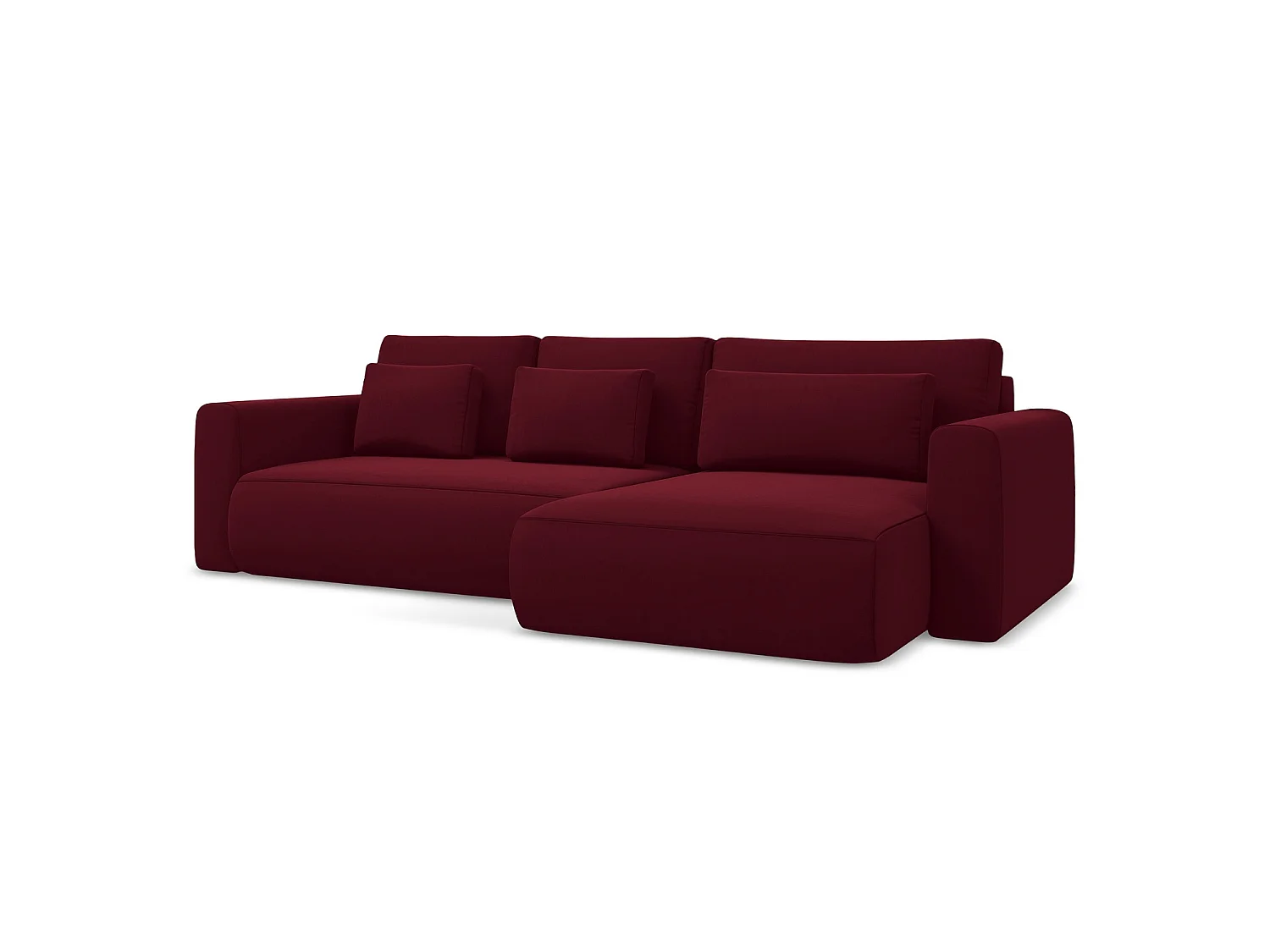Ecksofa mit Schlaffunktion - Ecke Rechts - Samt - Burgund - PERUGIA