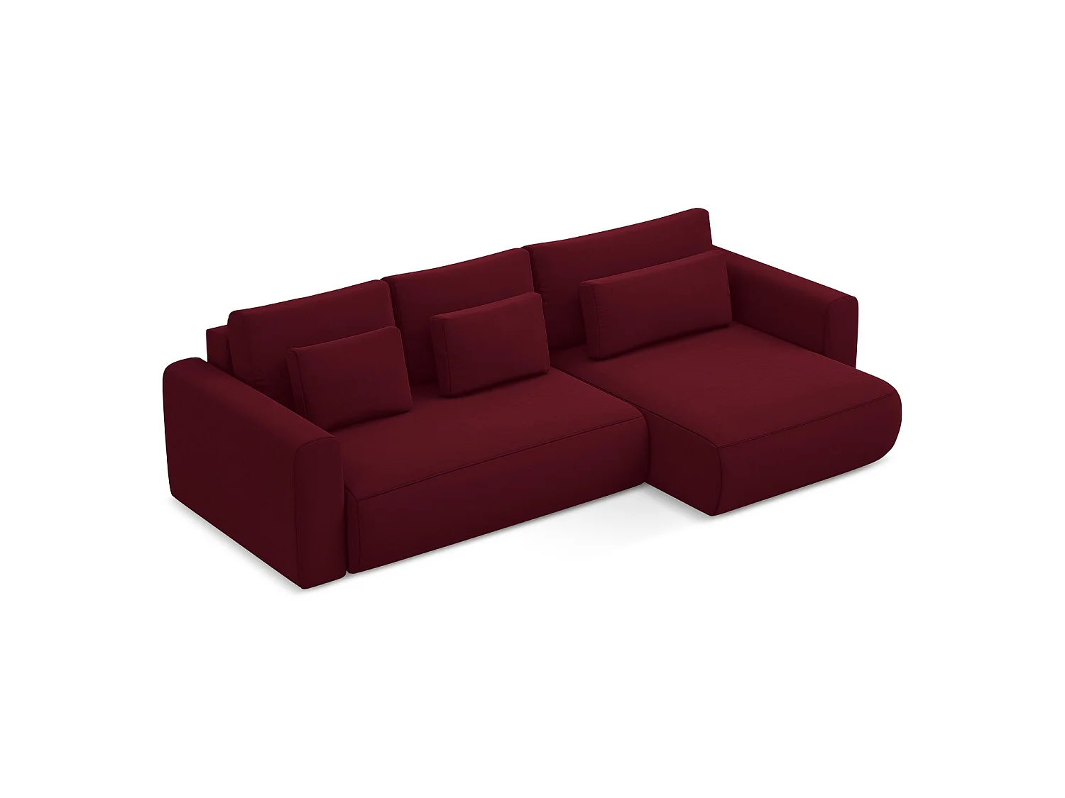 Ecksofa mit Schlaffunktion - Ecke Rechts - Samt - Burgund - PERUGIA