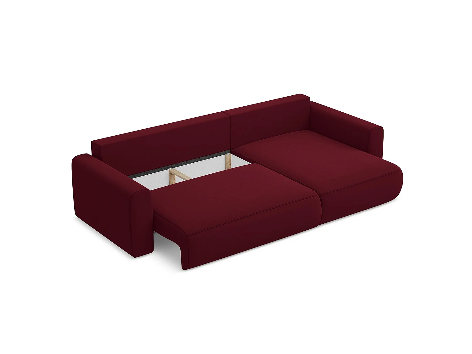 Ecksofa mit Schlaffunktion - Ecke Rechts - Samt - Burgund - PERUGIA
