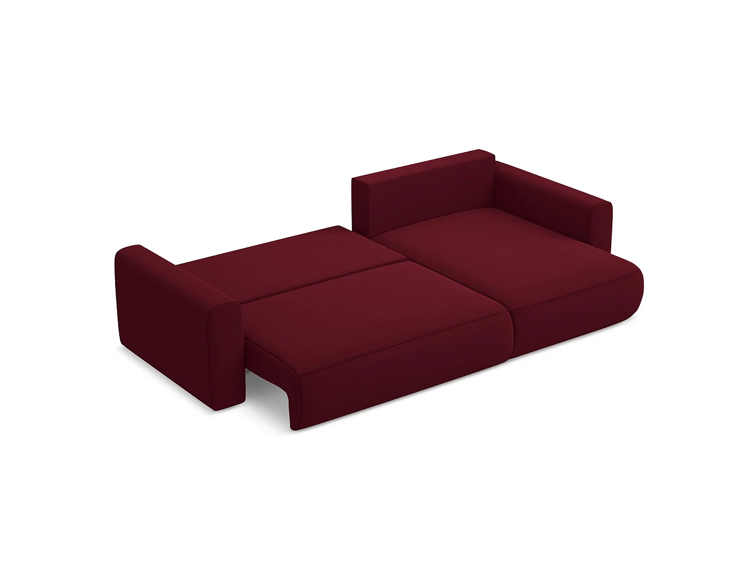 Ecksofa mit Schlaffunktion - Ecke Rechts - Samt - Burgund - PERUGIA