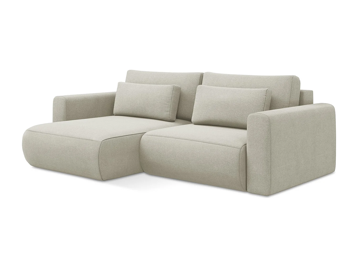 2-Sitzer Ecksofa mit Schlaffunktion - Ecke Links - Strukturstoff - Hell beige - KAPUA