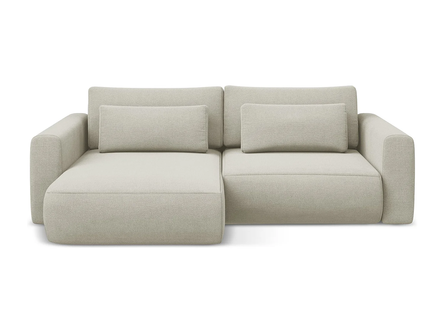 2-Sitzer Ecksofa mit Schlaffunktion - Ecke Links - Strukturstoff - Hell beige - KAPUA