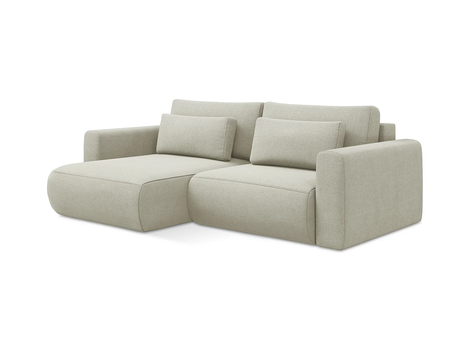 Canapé d’angle 2,5 places gauche convertible en tissu texturé - beige clair - KAPUA