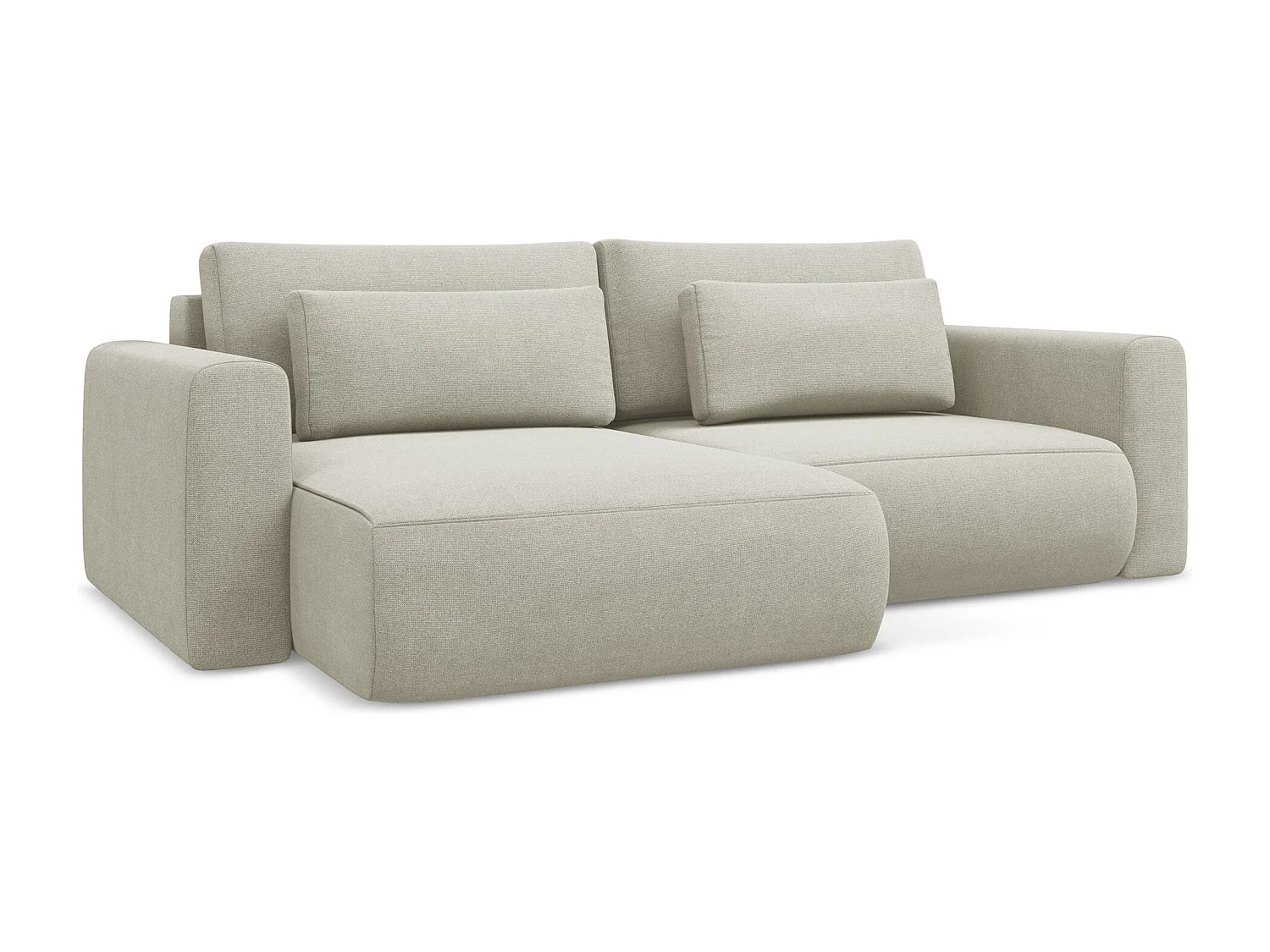 Canapé d’angle 2,5 places gauche convertible en tissu texturé - beige clair - KAPUA