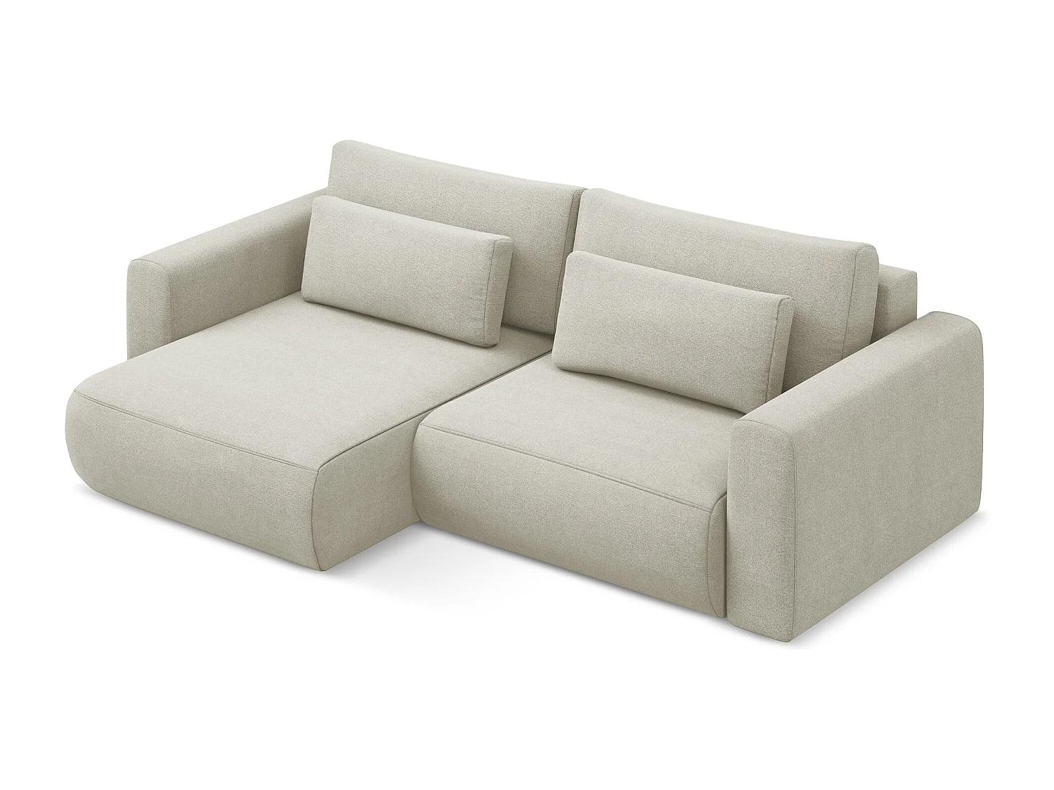 Canapé d’angle 2,5 places gauche convertible en tissu texturé - beige clair - KAPUA