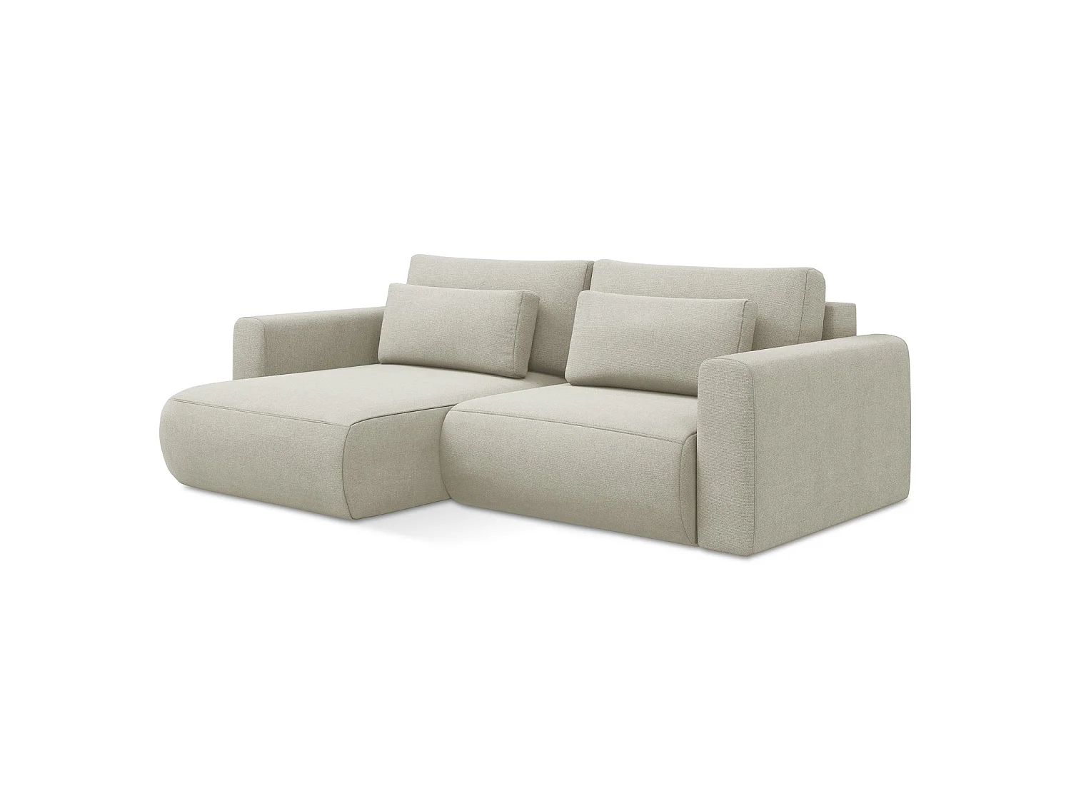 2-Sitzer Ecksofa mit Schlaffunktion - Ecke Links - Strukturstoff - Hell beige - PERUGIA