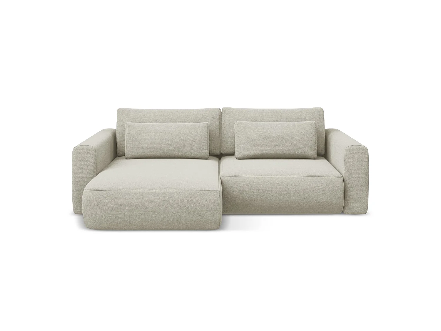 2-Sitzer Ecksofa mit Schlaffunktion - Ecke Links - Strukturstoff - Hell beige - PERUGIA