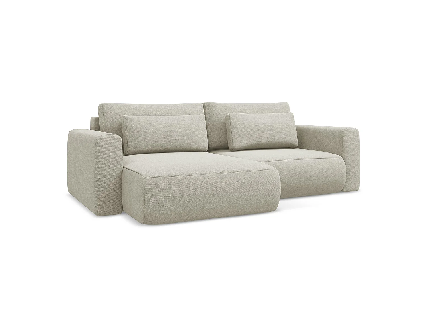2-Sitzer Ecksofa mit Schlaffunktion - Ecke Links - Strukturstoff - Hell beige - PERUGIA