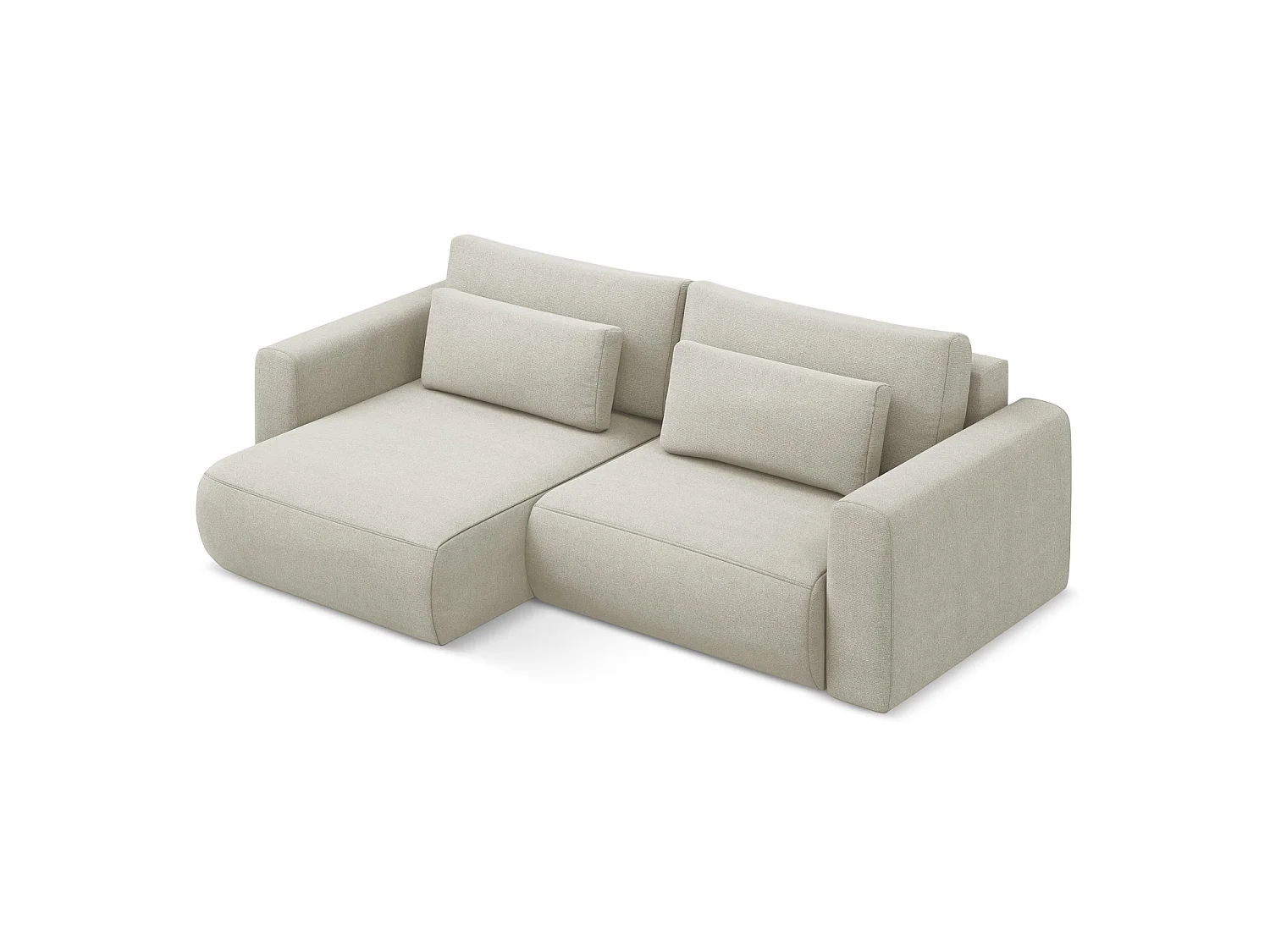 2-Sitzer Ecksofa mit Schlaffunktion - Ecke Links - Strukturstoff - Hell beige - PERUGIA