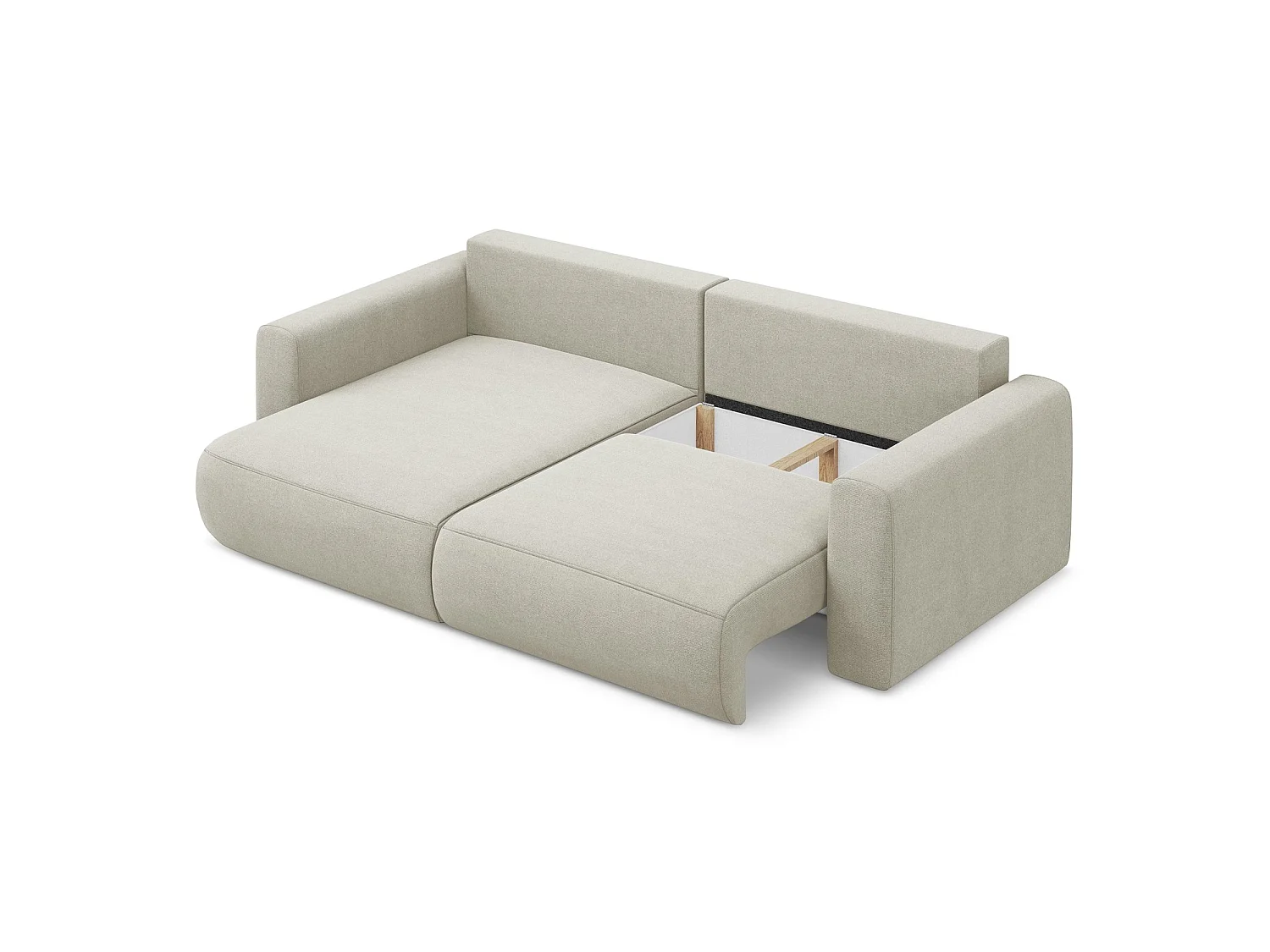 2-Sitzer Ecksofa mit Schlaffunktion - Ecke Links - Strukturstoff - Hell beige - PERUGIA