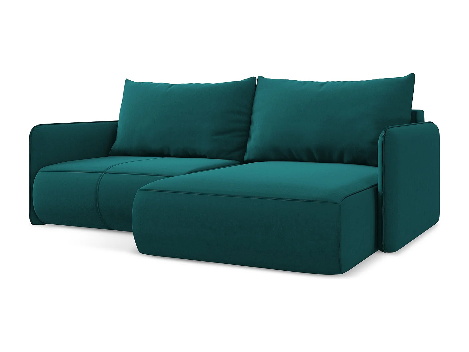 Canapé d’angle 2,5 places droit convertible en velours - marin - NANEA