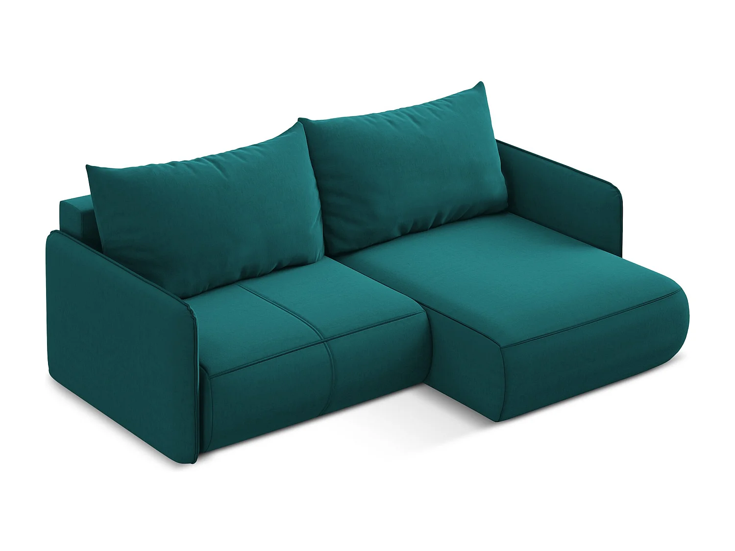 Canapé d’angle 2,5 places droit convertible en velours - marin - NANEA