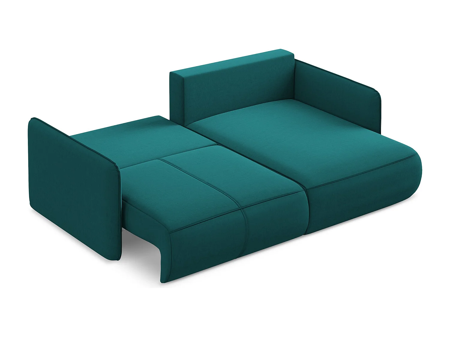 Canapé d’angle 2,5 places droit convertible en velours - marin - NANEA