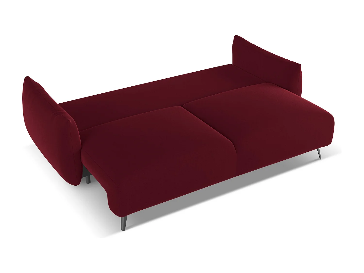 Canapé 3 places convertible en velours - bourgogne - MALIE
