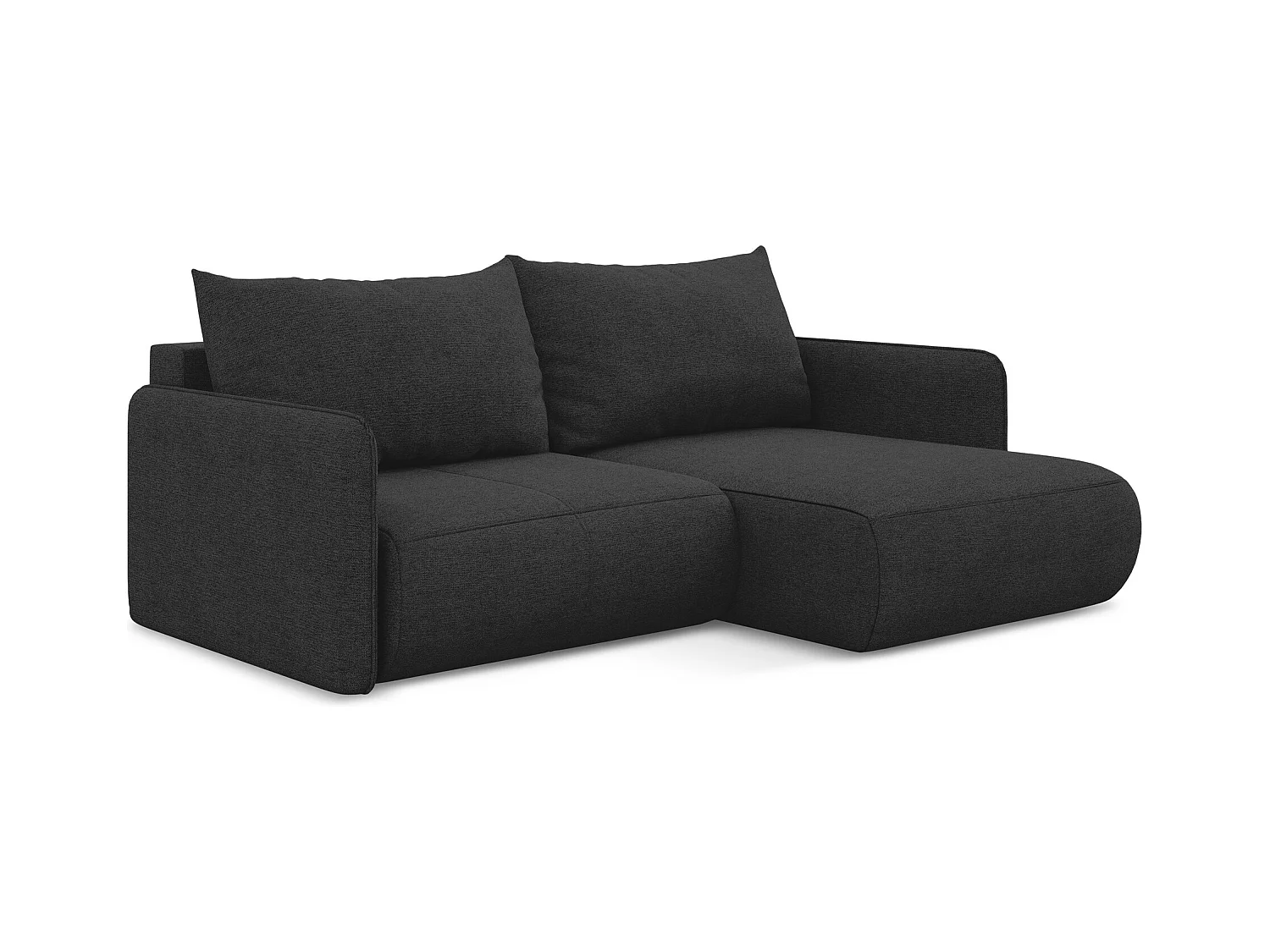 Canapé d’angle 2,5 places droit convertible en tissu chenille - anthracite - NANEA