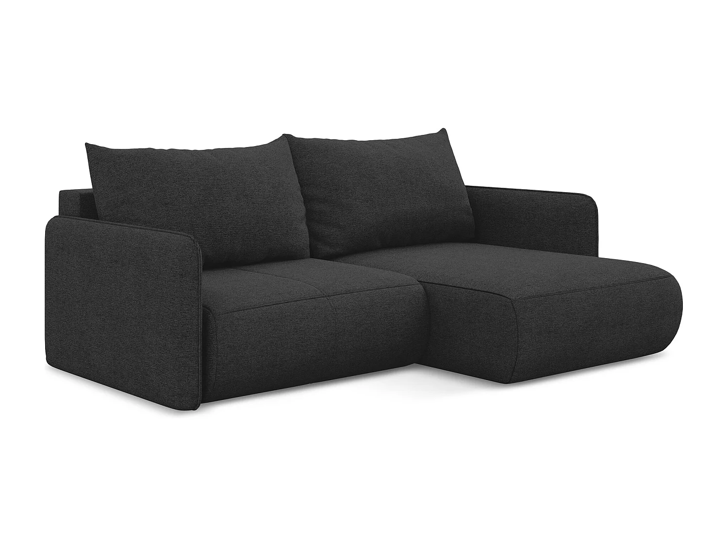 Canapé d’angle 2,5 places droit convertible en tissu chenille - anthracite - NANEA
