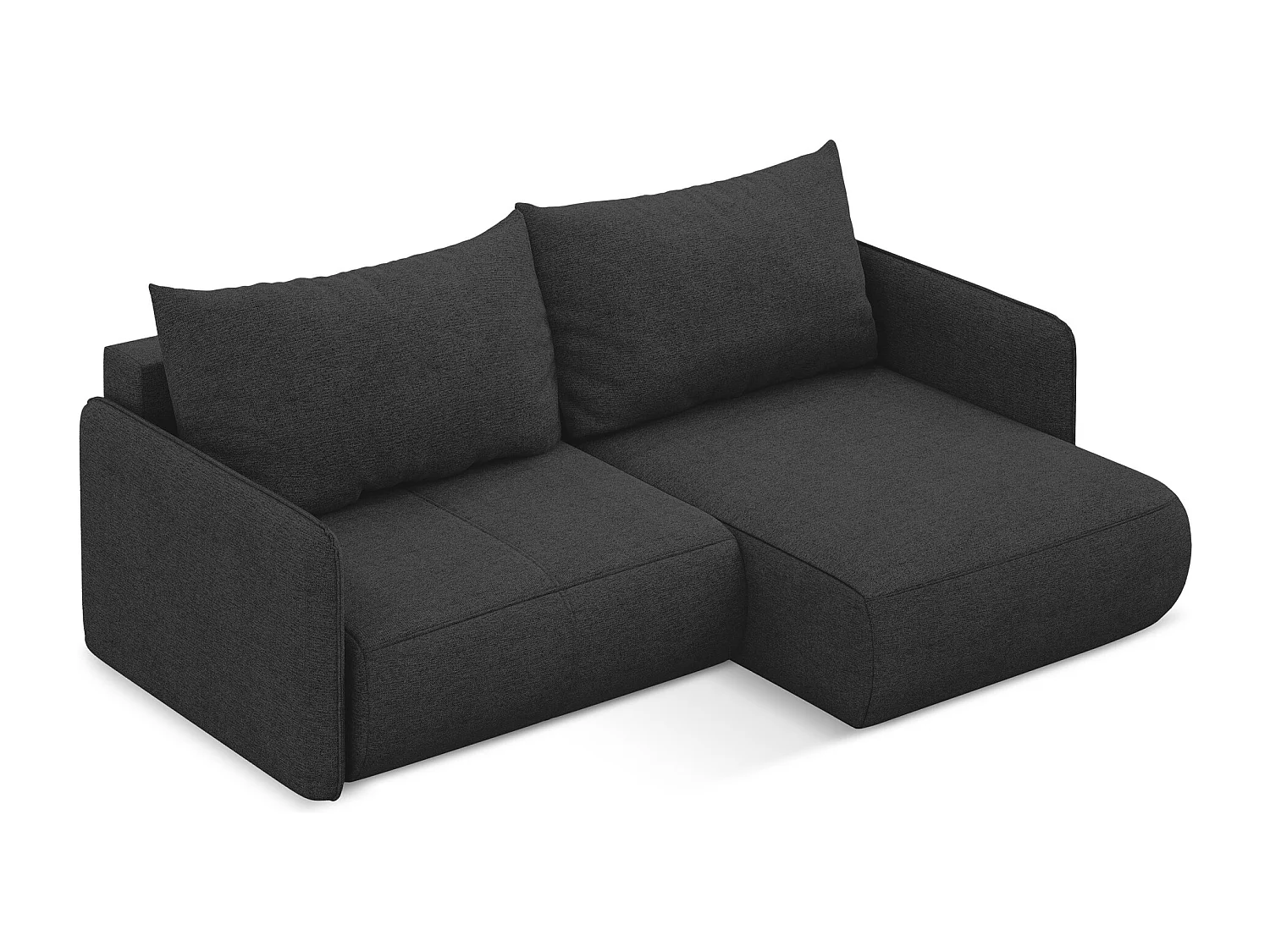 Canapé d’angle 2,5 places droit convertible en tissu chenille - anthracite - NANEA