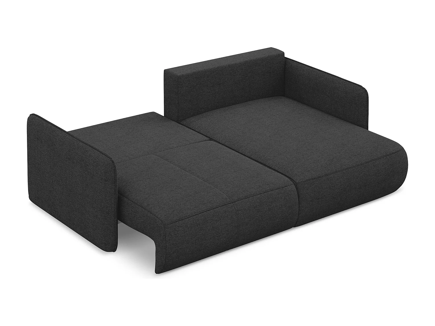 Canapé d’angle 2,5 places droit convertible en tissu chenille - anthracite - NANEA