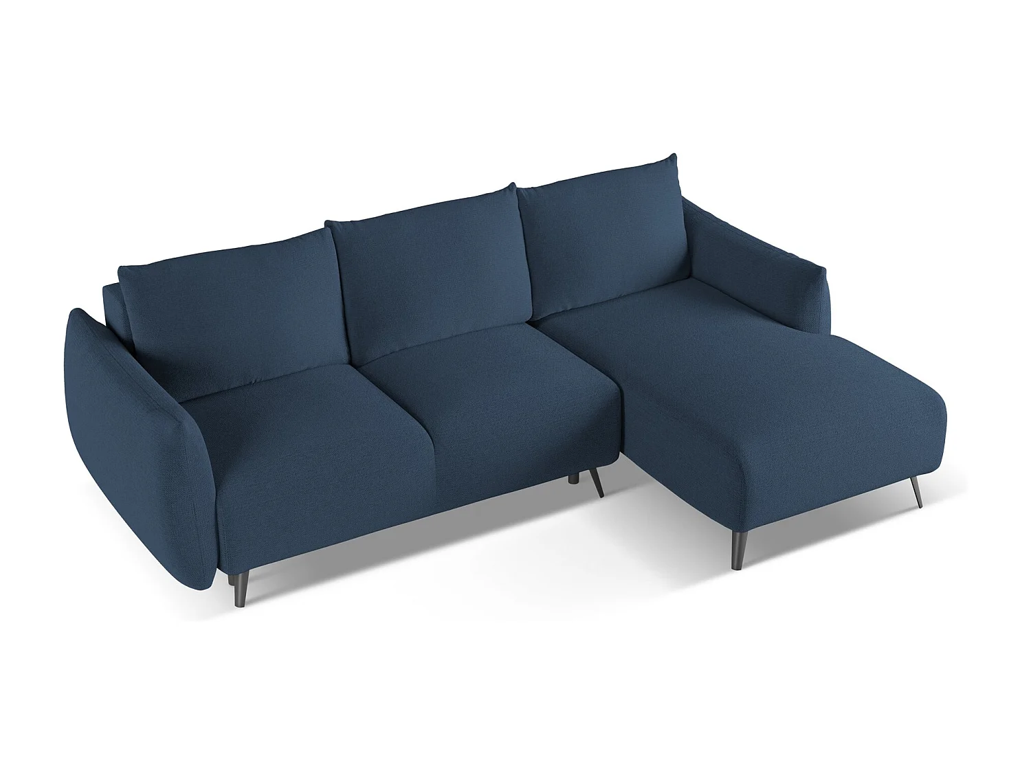 Ecksofa mit Schlaffunktion - Ecke Rechts - Chenille - Königsblau - MALIE