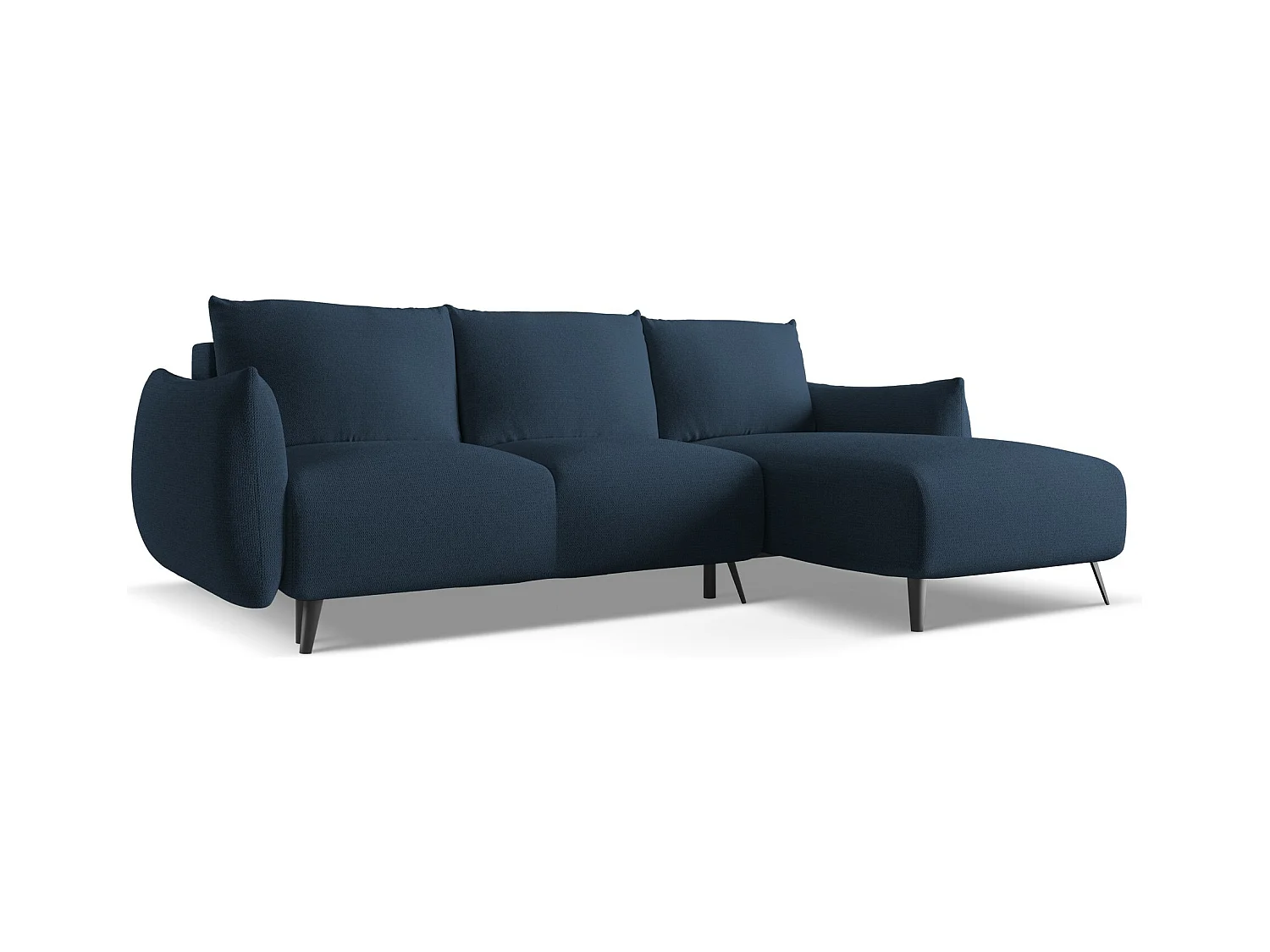 Ecksofa mit Schlaffunktion - Ecke Rechts - Chenille - Königsblau - MALIE