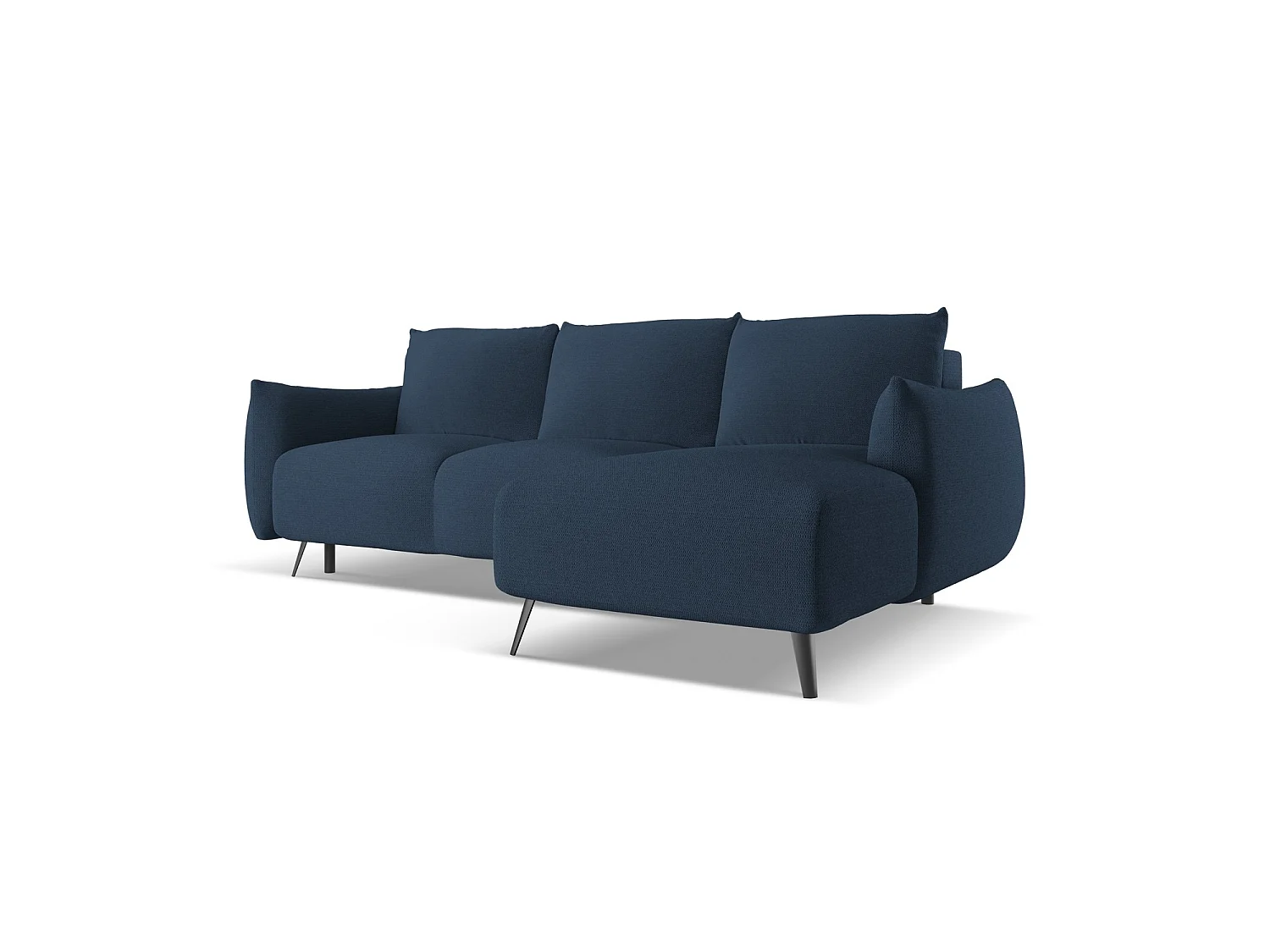 Canapé d'angle droit convertible en tissu chenille - bleu royal - GENOVA