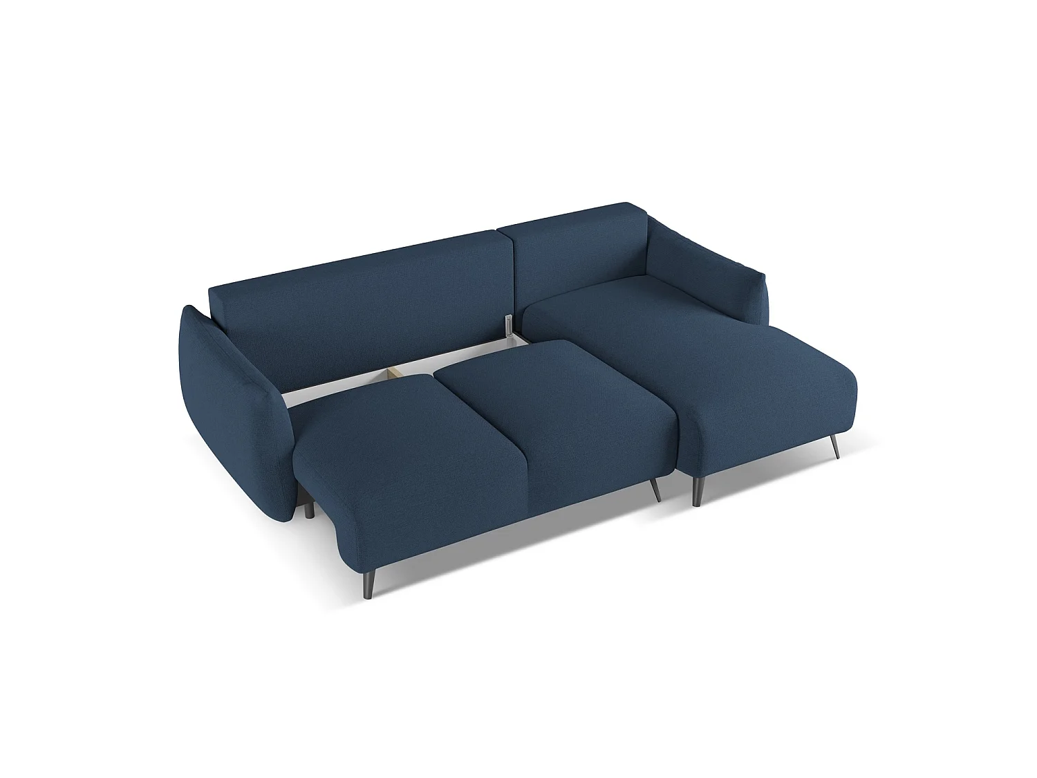 Canapé d'angle droit convertible en tissu chenille - bleu royal - GENOVA