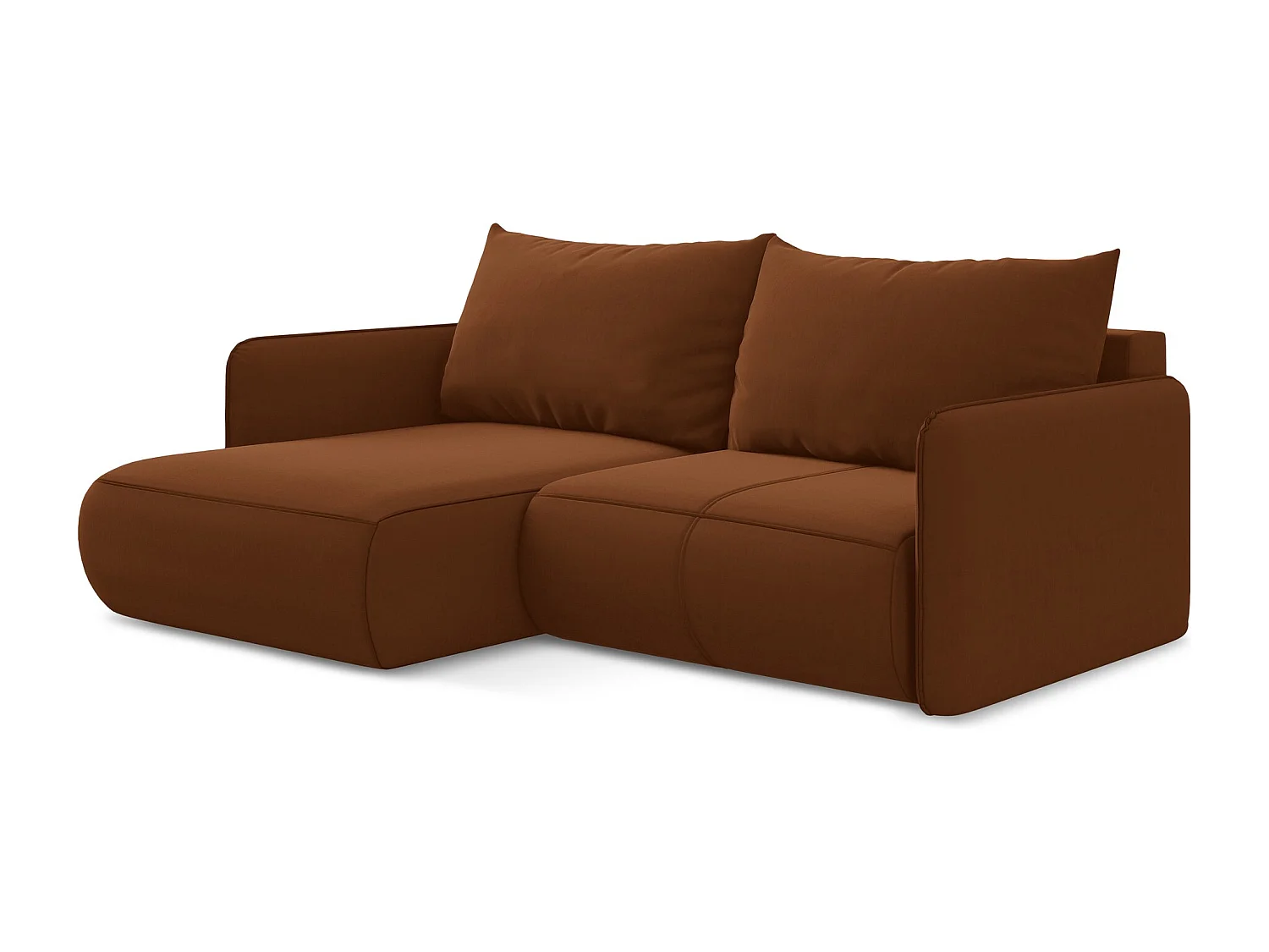 2,5-Sitzer Ecksofa mit Schlaffunktion - Ecke Links - Samt - Terrakotta - NANEA