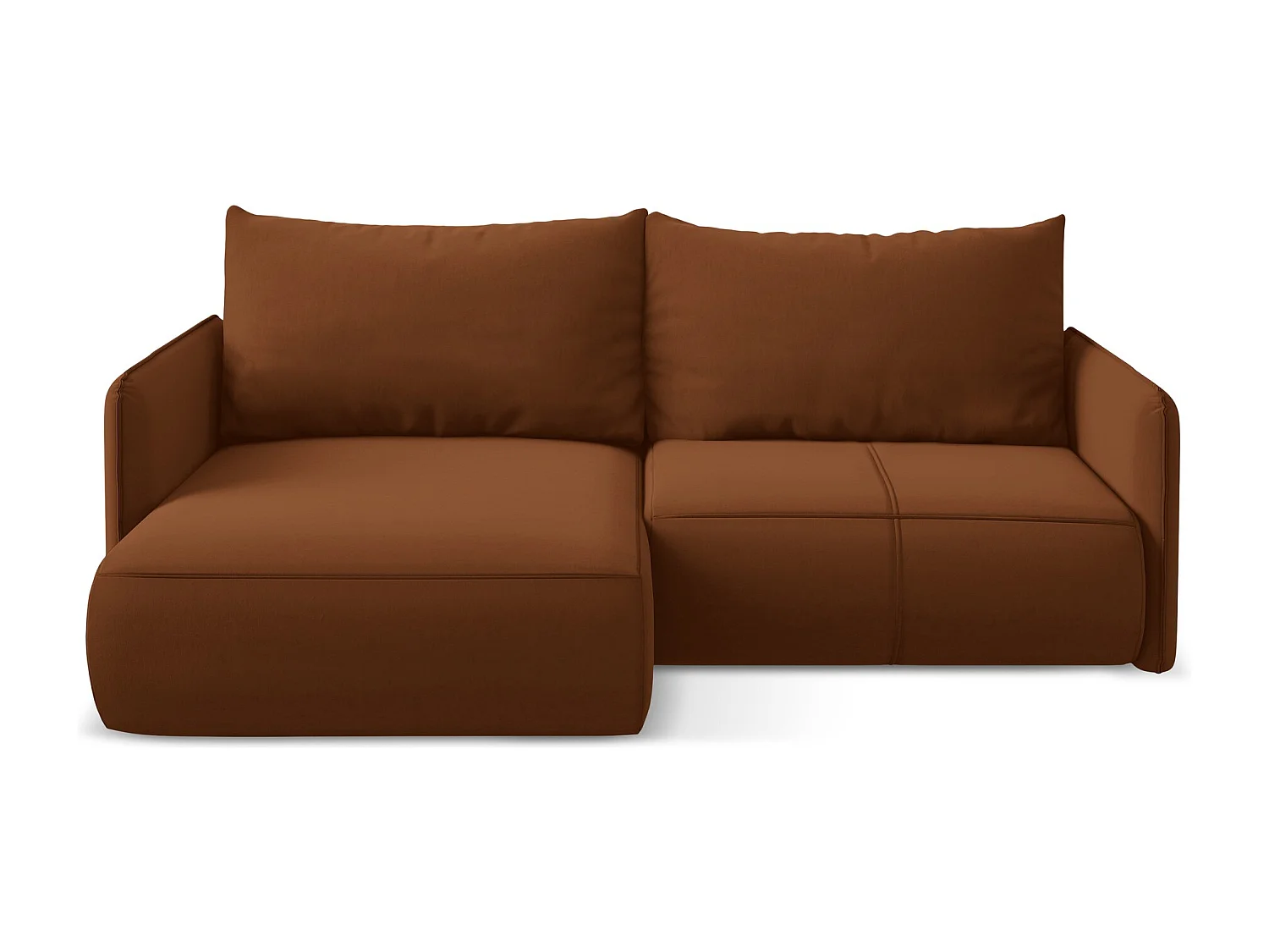 2,5-Sitzer Ecksofa mit Schlaffunktion - Ecke Links - Samt - Terrakotta - NANEA