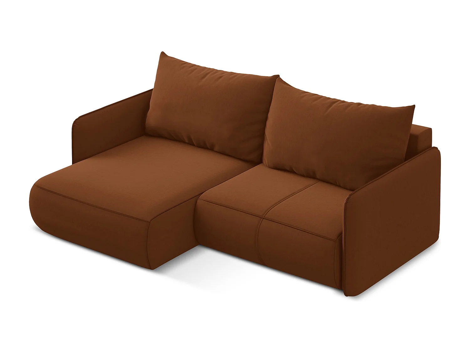 2,5-Sitzer Ecksofa mit Schlaffunktion - Ecke Links - Samt - Terrakotta - NANEA