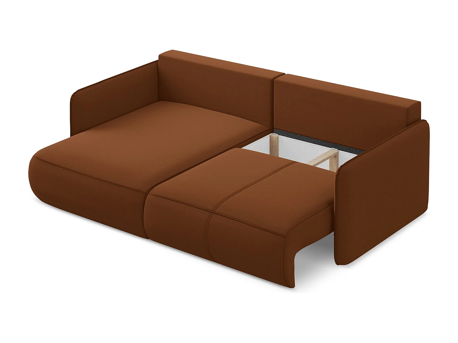 2,5-Sitzer Ecksofa mit Schlaffunktion - Ecke Links - Samt - Terrakotta - NANEA