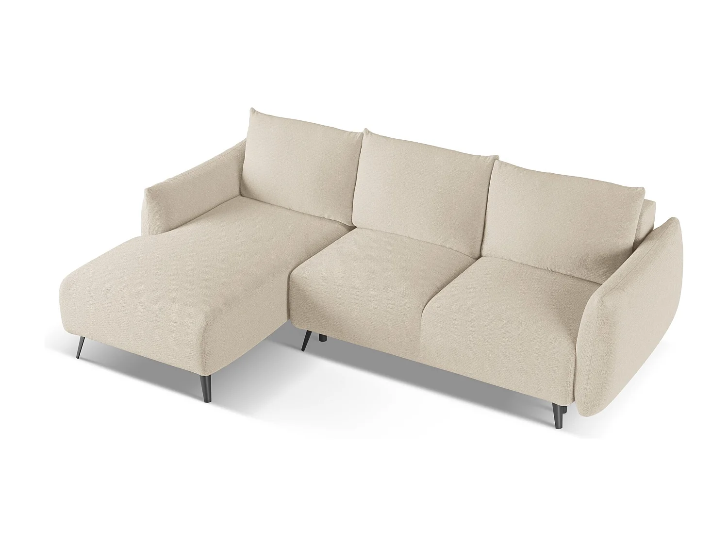 3-Sitzer Ecksofa mit Schlaffunktion - Ecke Links - Chenille - Dunkelbeige - MALIE