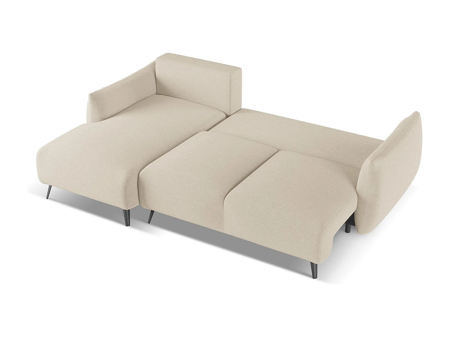 3-Sitzer Ecksofa mit Schlaffunktion - Ecke Links - Chenille - Dunkelbeige - MALIE