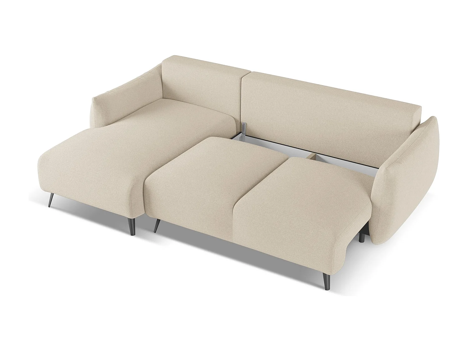 3-Sitzer Ecksofa mit Schlaffunktion - Ecke Links - Chenille - Dunkelbeige - MALIE