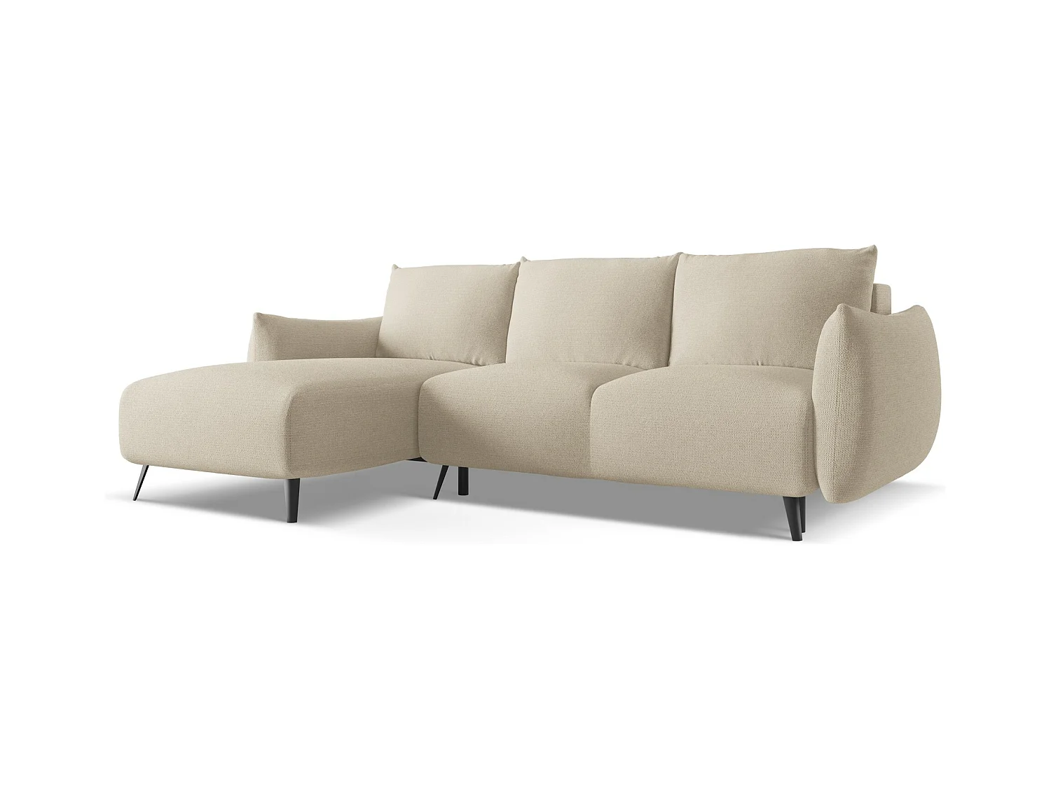 3-Sitzer Ecksofa mit Schlaffunktion - Ecke Links - Chenille - Dunkelbeige - MALIE