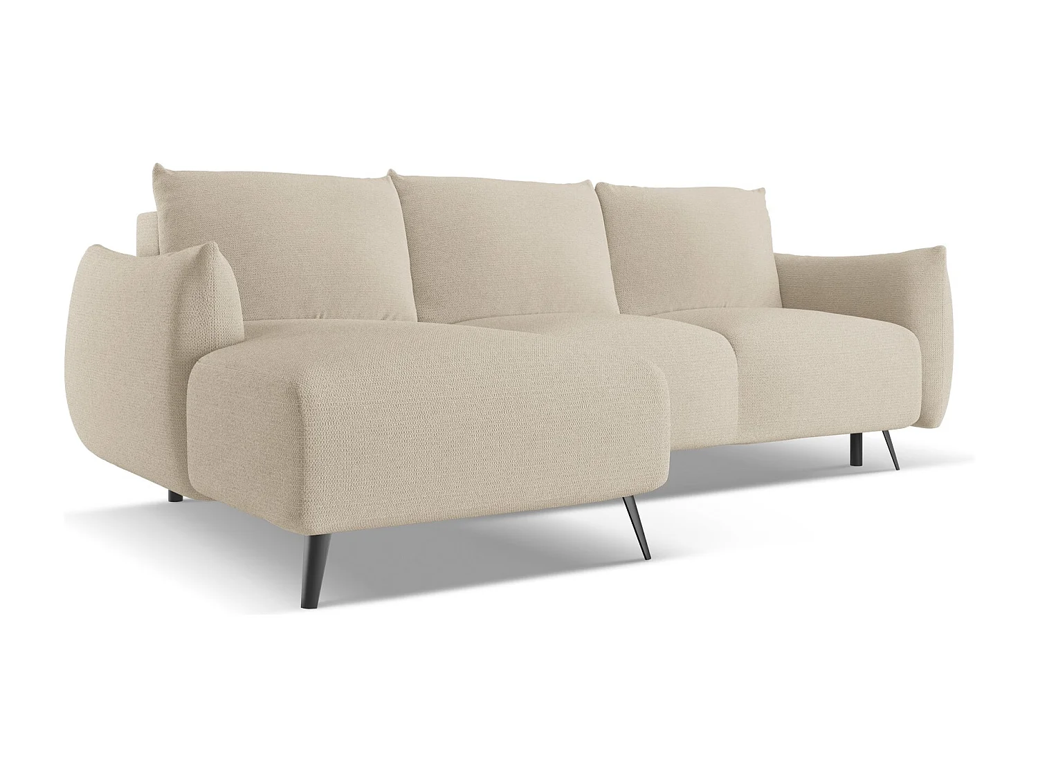 3-Sitzer Ecksofa mit Schlaffunktion - Ecke Links - Chenille - Dunkelbeige - MALIE