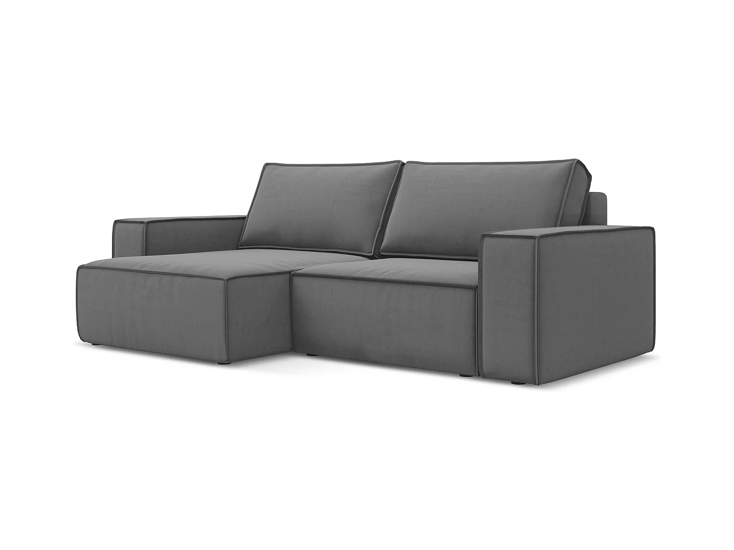 Canapé d’angle 2 places gauche convertible en velours - gris - KIMO