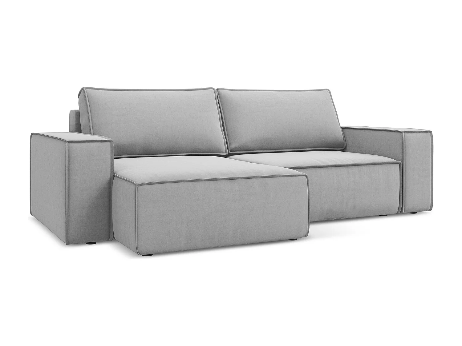 Hoekslaapbank links van grijs velours - KIMO