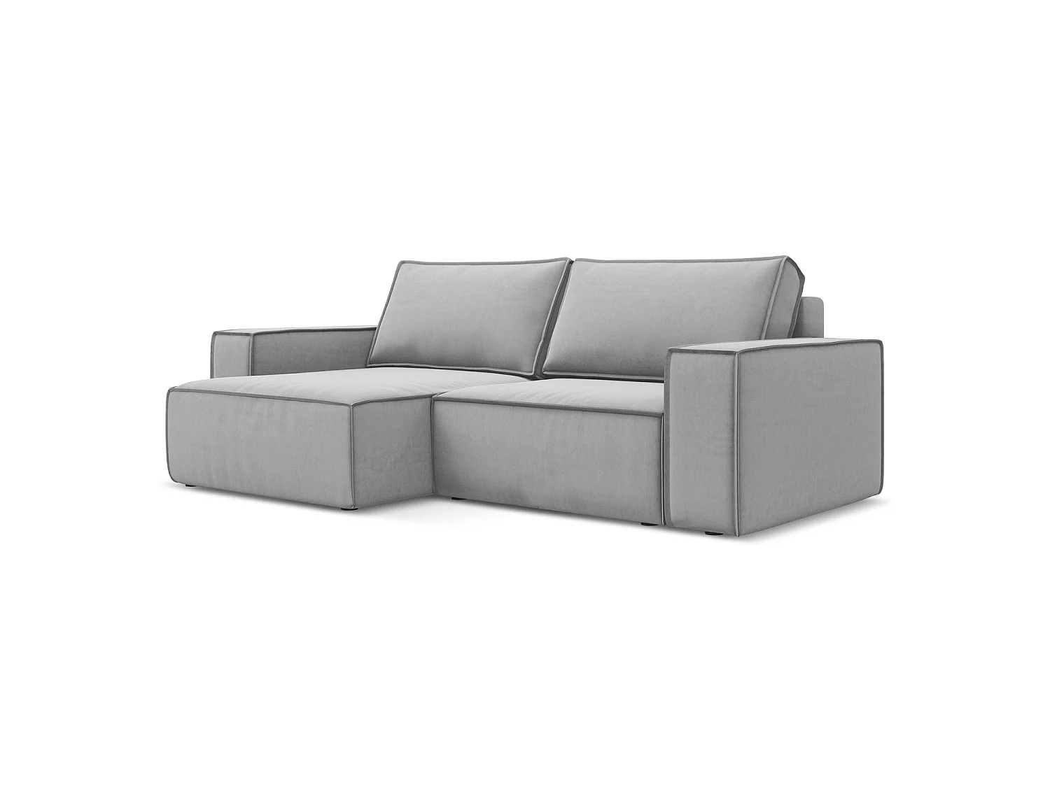 Canapé d’angle 2 places gauche convertible en velours - gris - LIVORNO