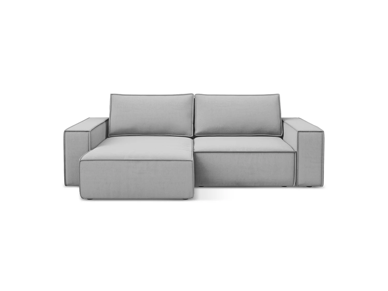 Canapé d’angle 2 places gauche convertible en velours - gris - LIVORNO
