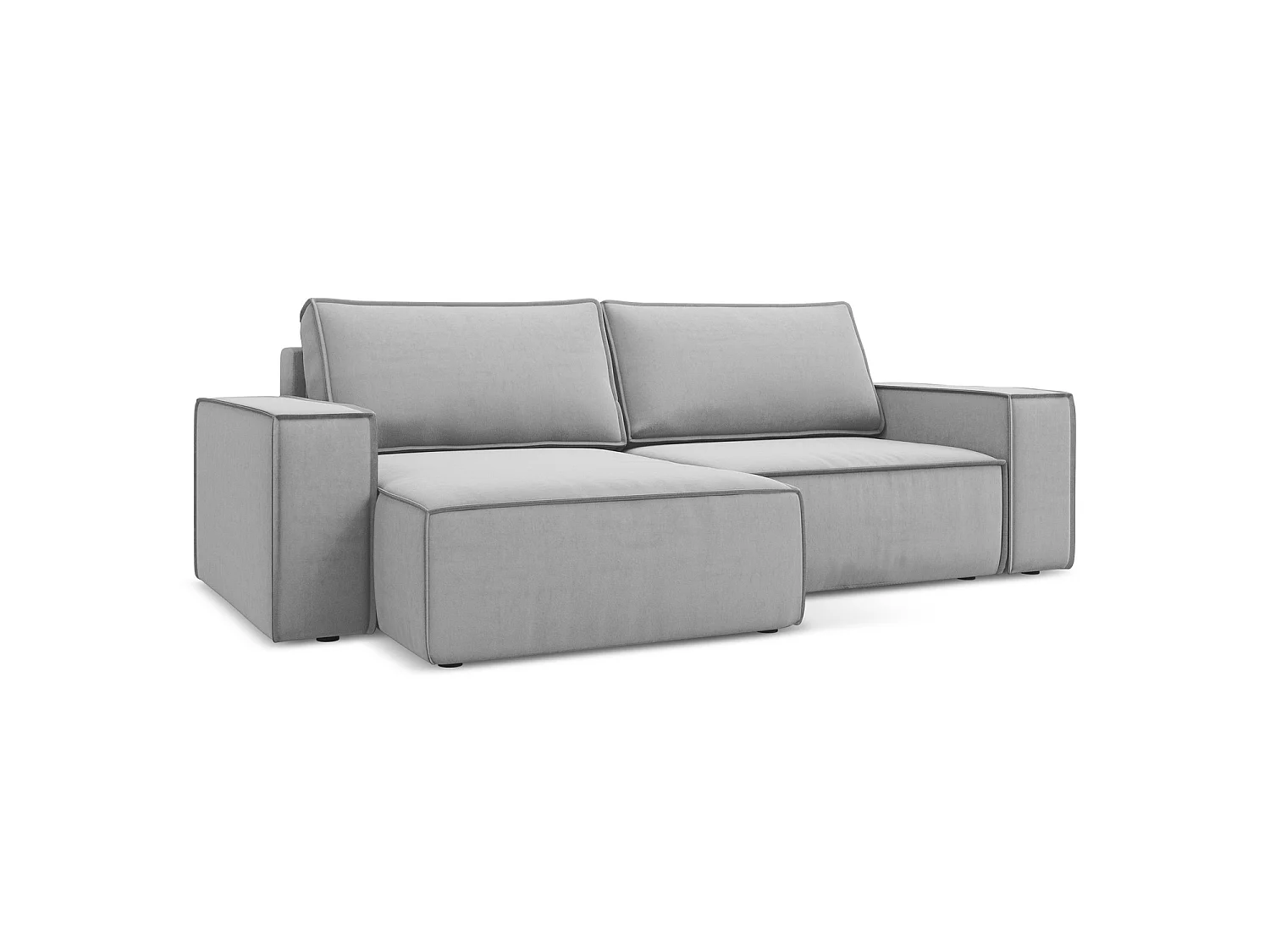 Canapé d’angle 2 places gauche convertible en velours - gris - LIVORNO