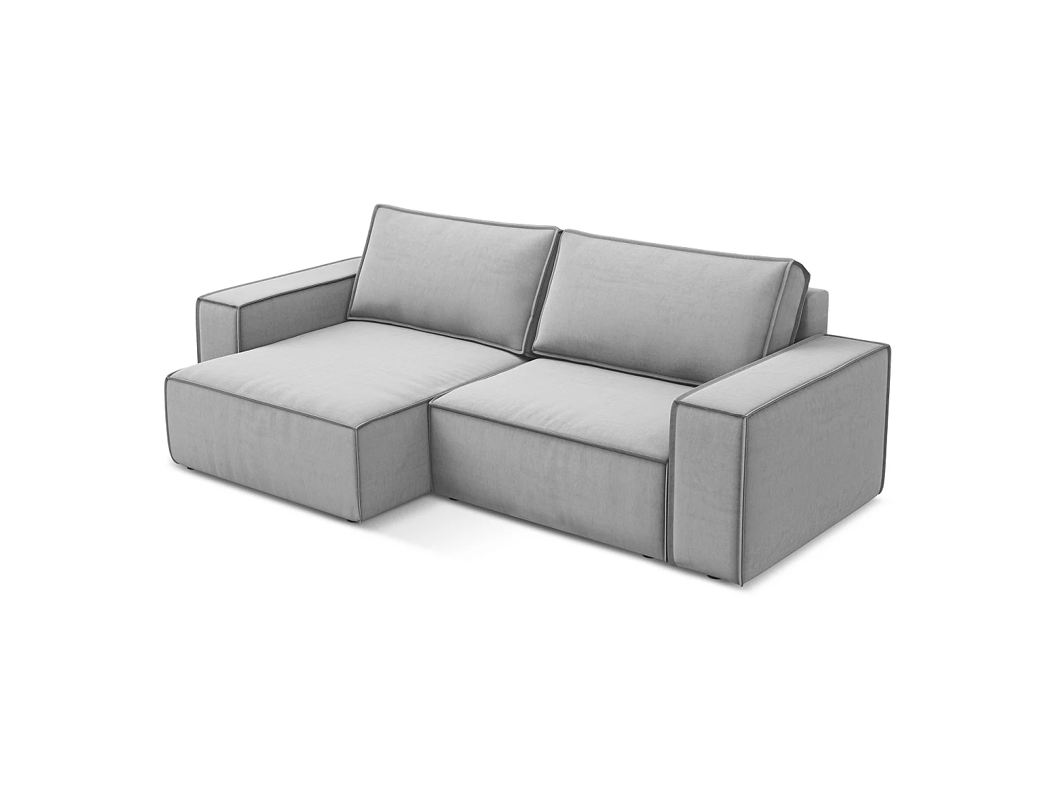 Canapé d’angle 2 places gauche convertible en velours - gris - LIVORNO