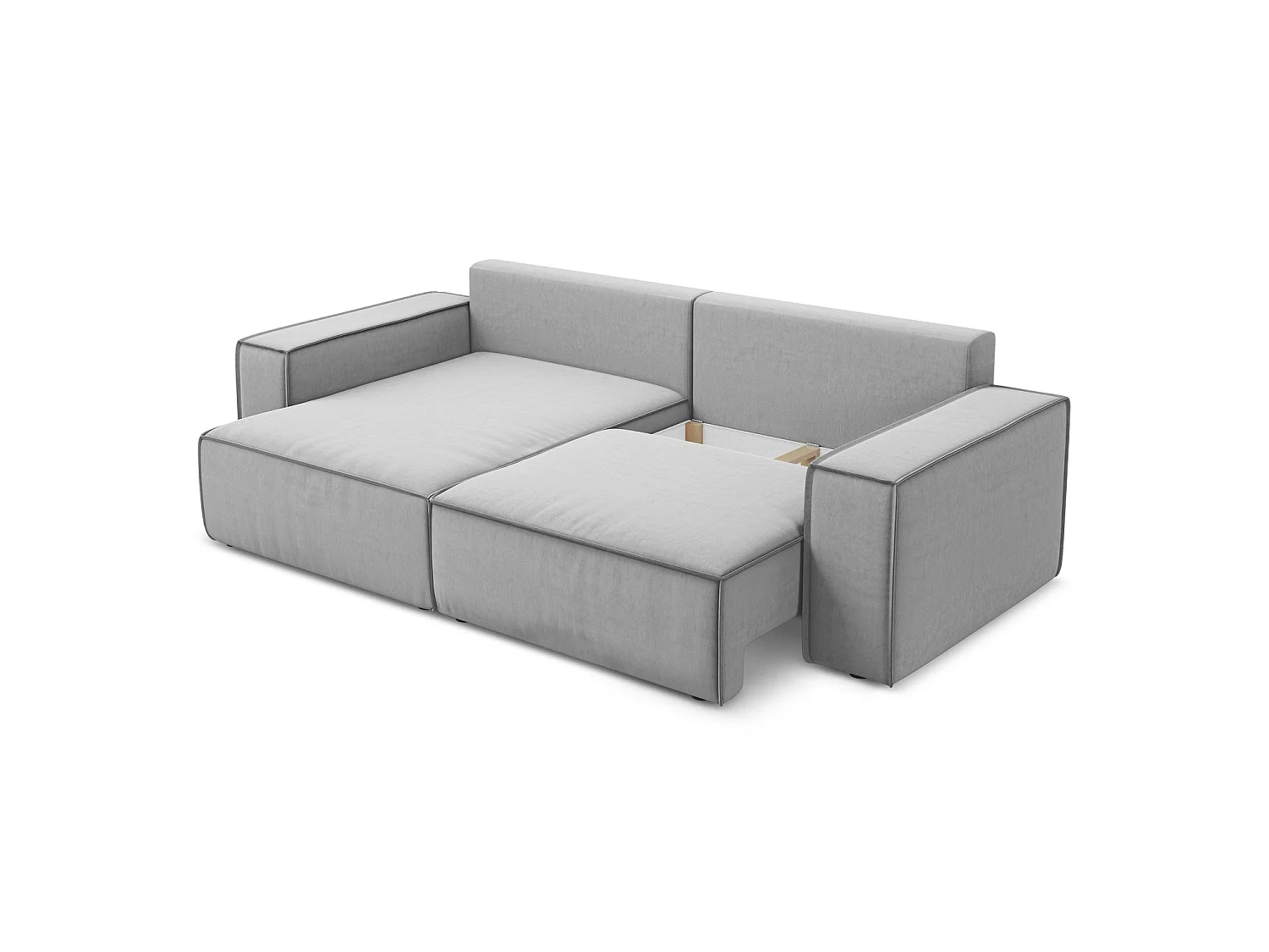 Canapé d’angle 2 places gauche convertible en velours - gris - LIVORNO